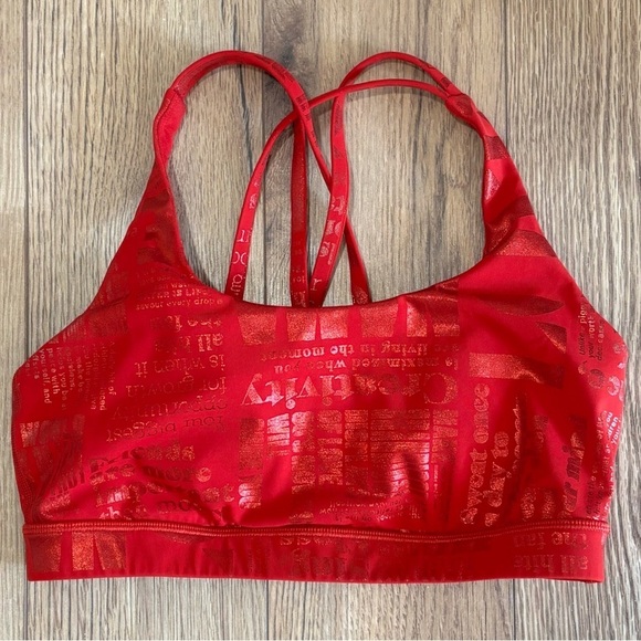 Lululemon Energy Bra Size 8 In Manifesto Foil Dark Red - Picture 1 of 4
